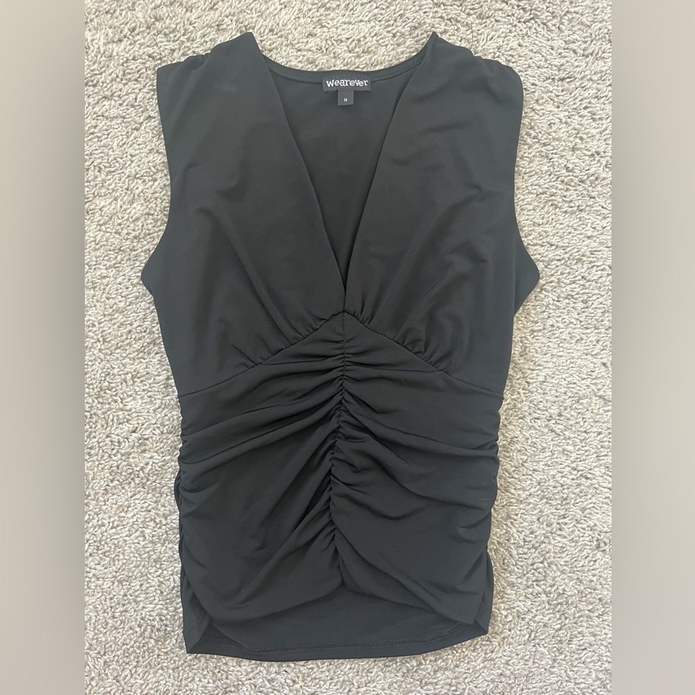 Wearever Womens Black Dress Shirt Top M